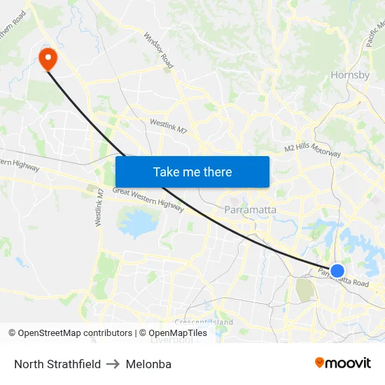 North Strathfield to Melonba map