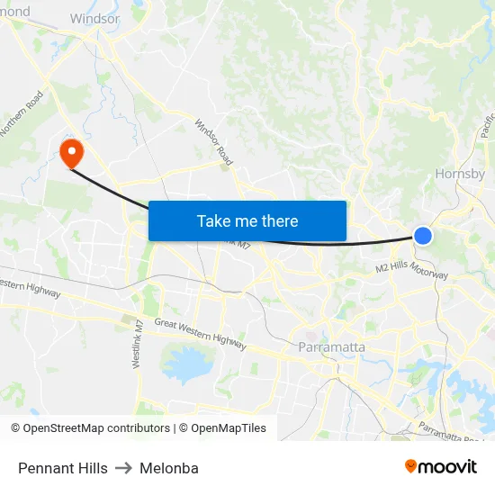 Pennant Hills to Melonba map