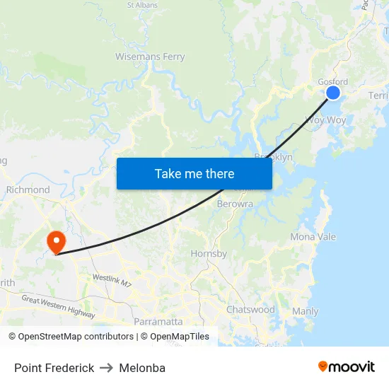 Point Frederick to Melonba map
