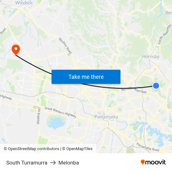 South Turramurra to Melonba map
