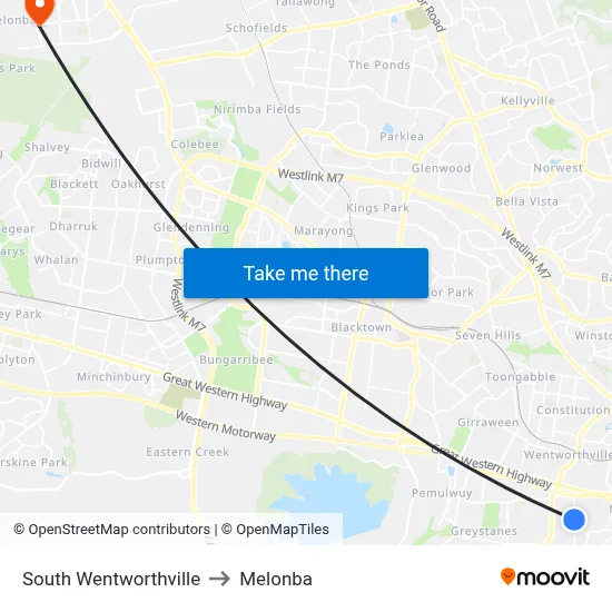 South Wentworthville to Melonba map