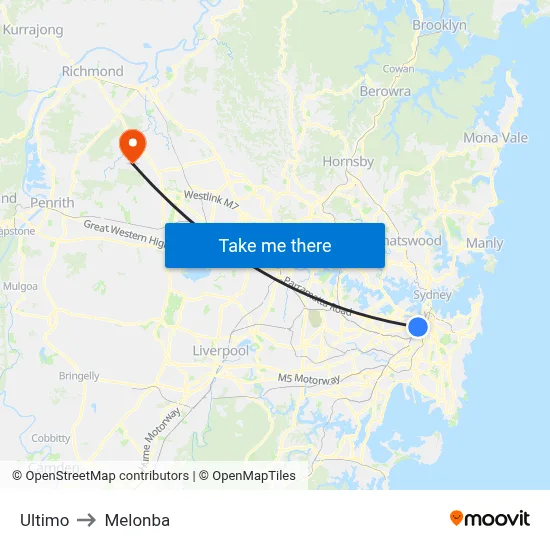 Ultimo to Melonba map