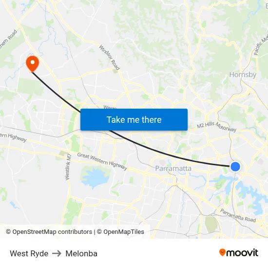West Ryde to Melonba map