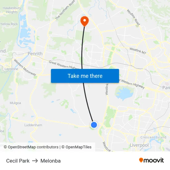 Cecil Park to Melonba map