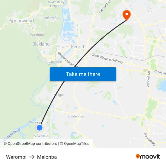 Werombi to Melonba map