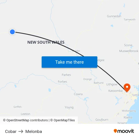 Cobar to Melonba map