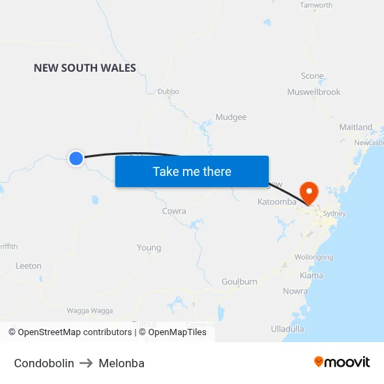 Condobolin to Melonba map