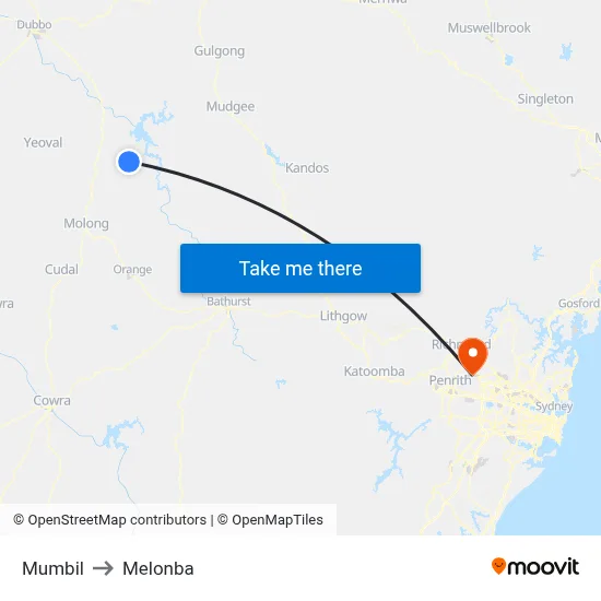 Mumbil to Melonba map