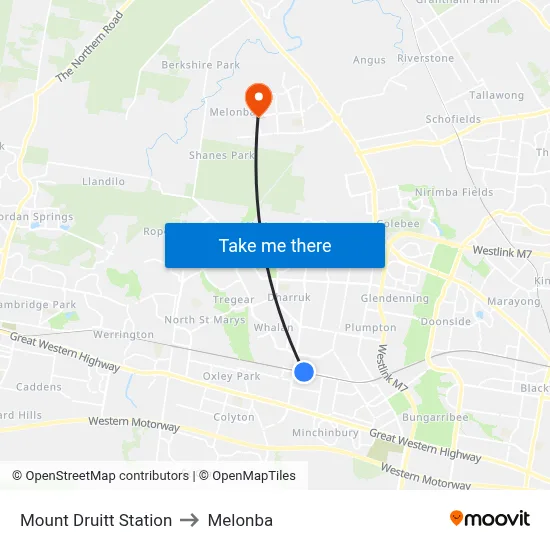 Mount Druitt Station to Melonba map