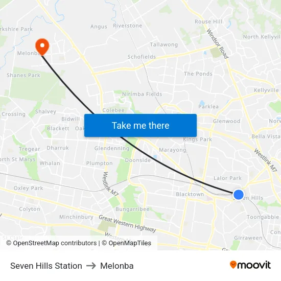Seven Hills Station to Melonba map