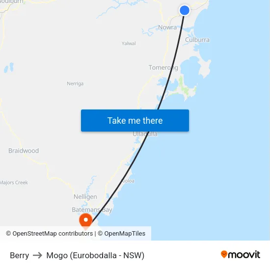 Berry to Mogo (Eurobodalla - NSW) map