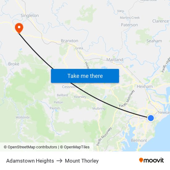 Adamstown Heights to Mount Thorley map