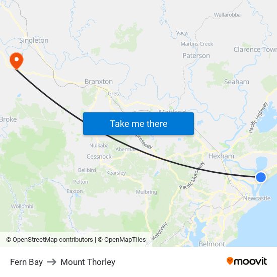 Fern Bay to Mount Thorley map