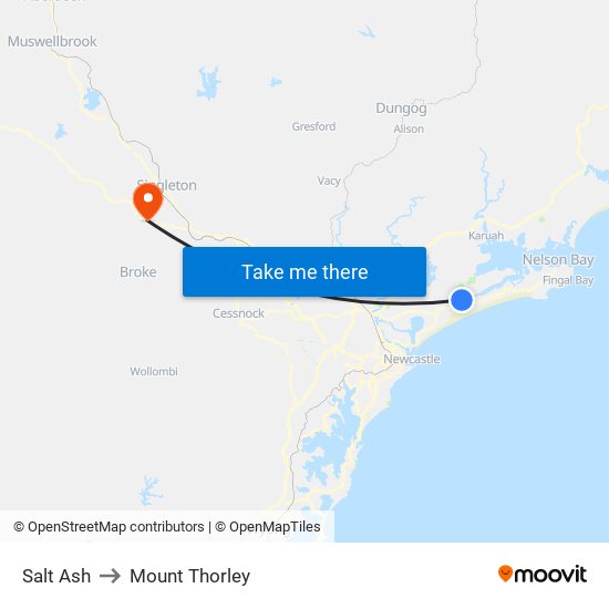 Salt Ash to Mount Thorley map