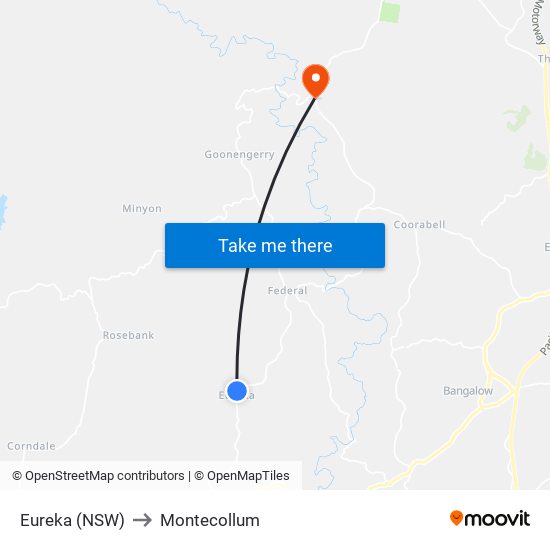 Eureka (NSW) to Montecollum map