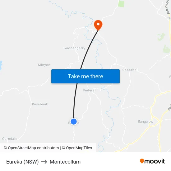 Eureka (NSW) to Montecollum map