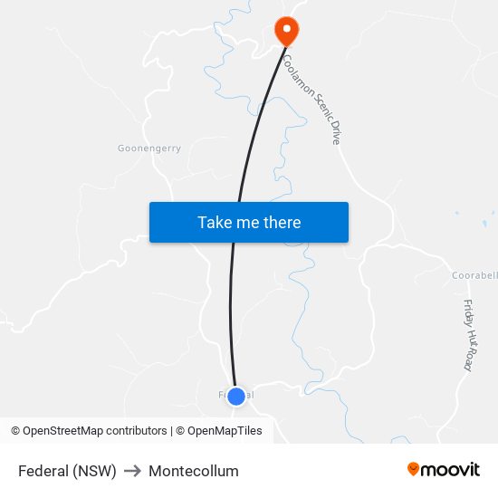 Federal (NSW) to Montecollum map