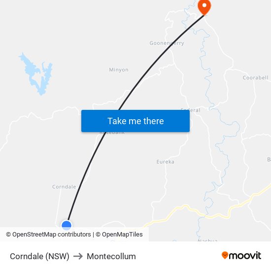 Corndale (NSW) to Montecollum map