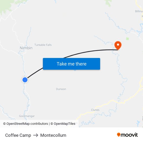 Coffee Camp to Montecollum map