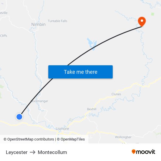 Leycester to Montecollum map