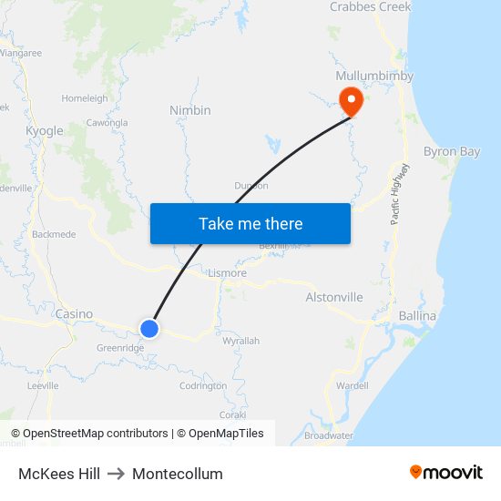 McKees Hill to Montecollum map