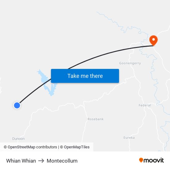 Whian Whian to Montecollum map