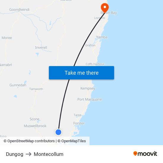 Dungog to Montecollum map
