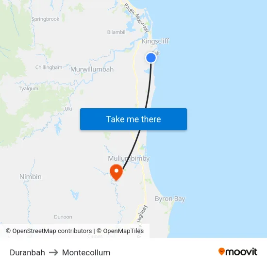Duranbah to Montecollum map