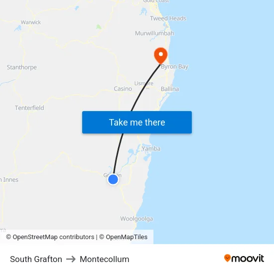 South Grafton to Montecollum map