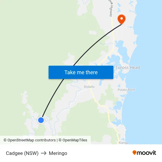 Cadgee (NSW) to Meringo map
