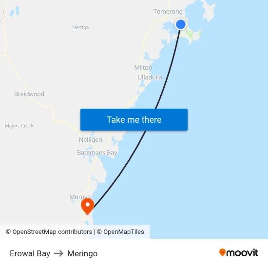 Erowal Bay to Meringo map