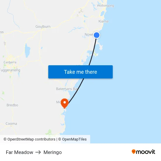 Far Meadow to Meringo map