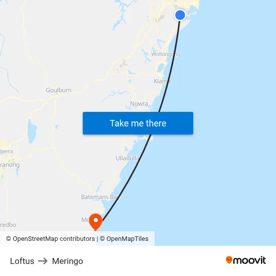 Loftus to Meringo map