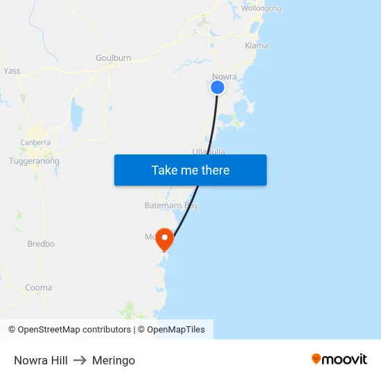 Nowra Hill to Meringo map
