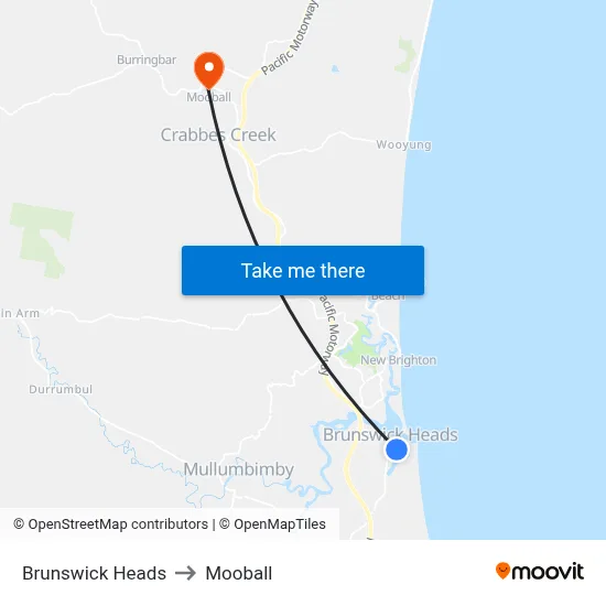 Brunswick Heads to Mooball map