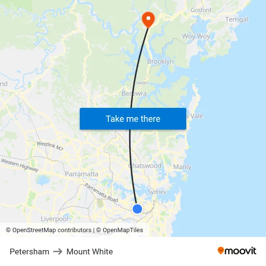 Petersham to Mount White map