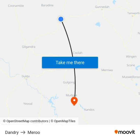 Dandry to Meroo map