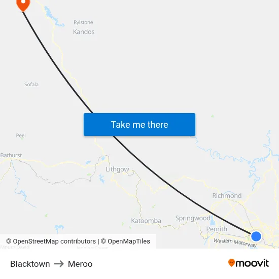 Blacktown to Meroo map
