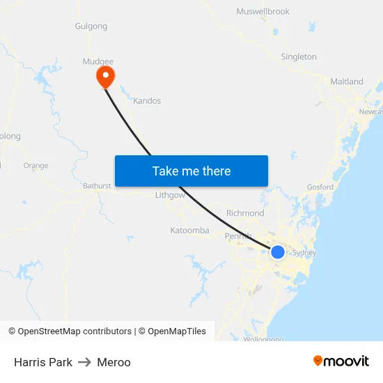 Harris Park to Meroo map