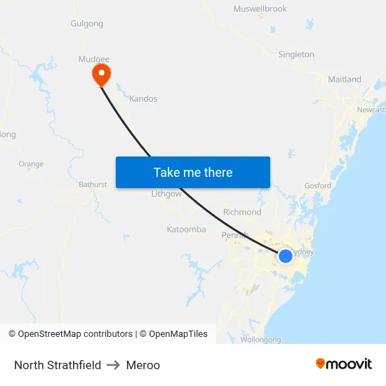 North Strathfield to Meroo map