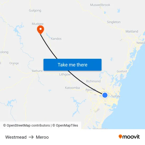Westmead to Meroo map