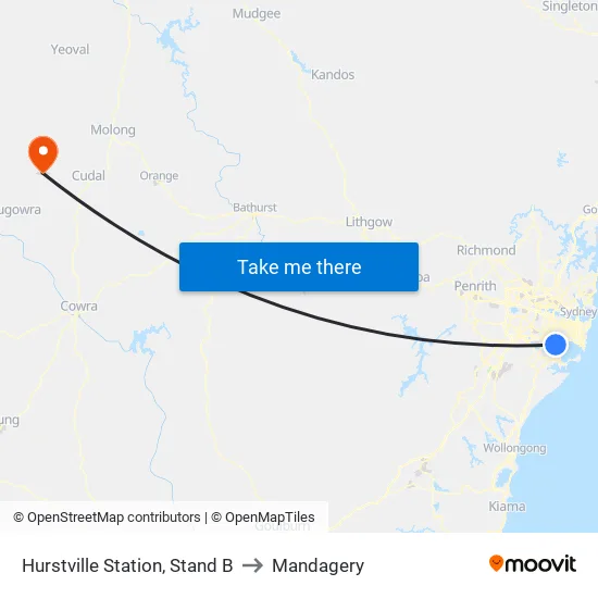 Hurstville Station, Stand B to Mandagery map