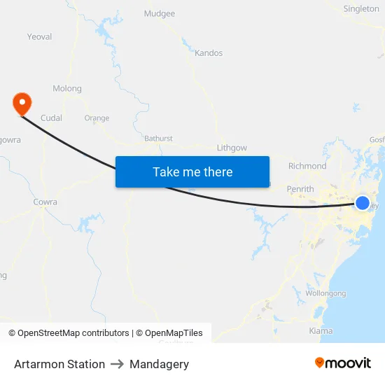Artarmon Station to Mandagery map