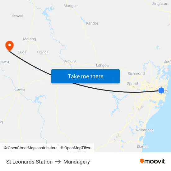 St Leonards Station to Mandagery map