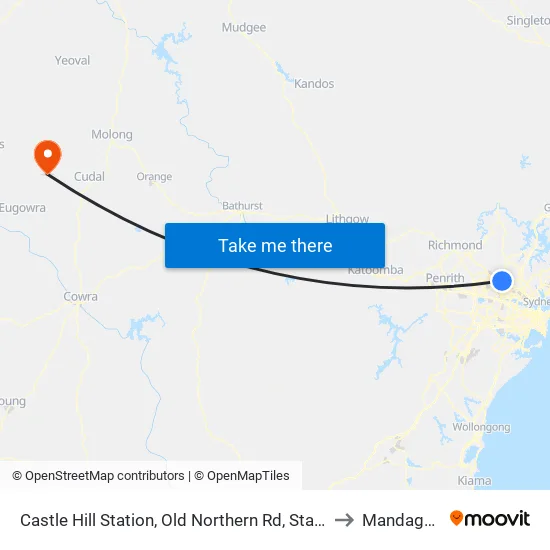 Castle Hill Station, Old Northern Rd, Stand A to Mandagery map