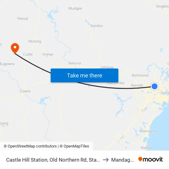 Castle Hill Station, Old Northern Rd, Stand C to Mandagery map