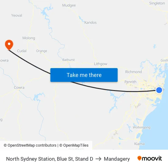 North Sydney Station, Blue St, Stand D to Mandagery map