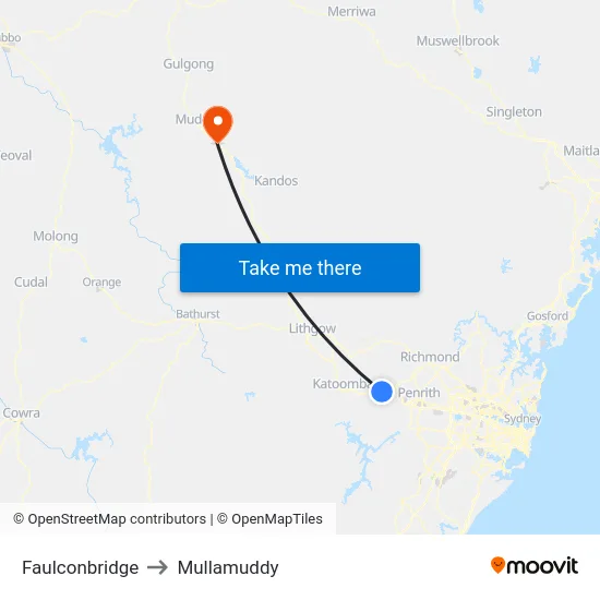 Faulconbridge to Mullamuddy map