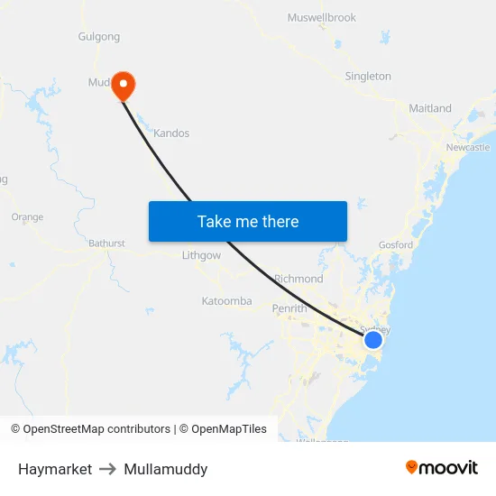Haymarket to Mullamuddy map