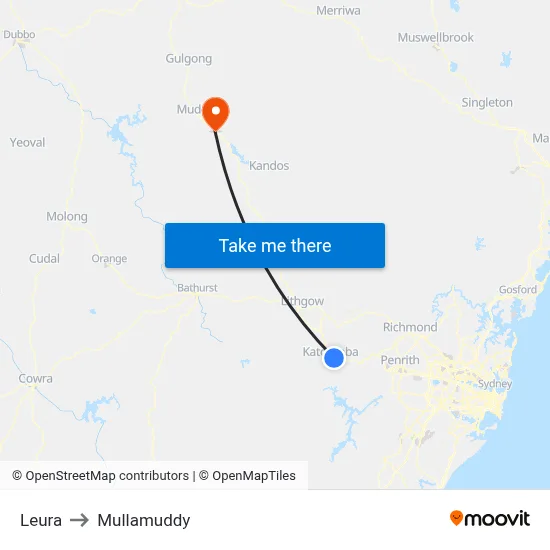 Leura to Mullamuddy map